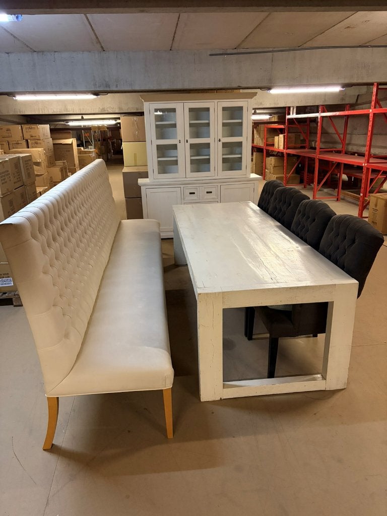 Foto 19 van Complete XL Eetkamerset: Tafel, Bank, Buffetkast & 4 Stoelen