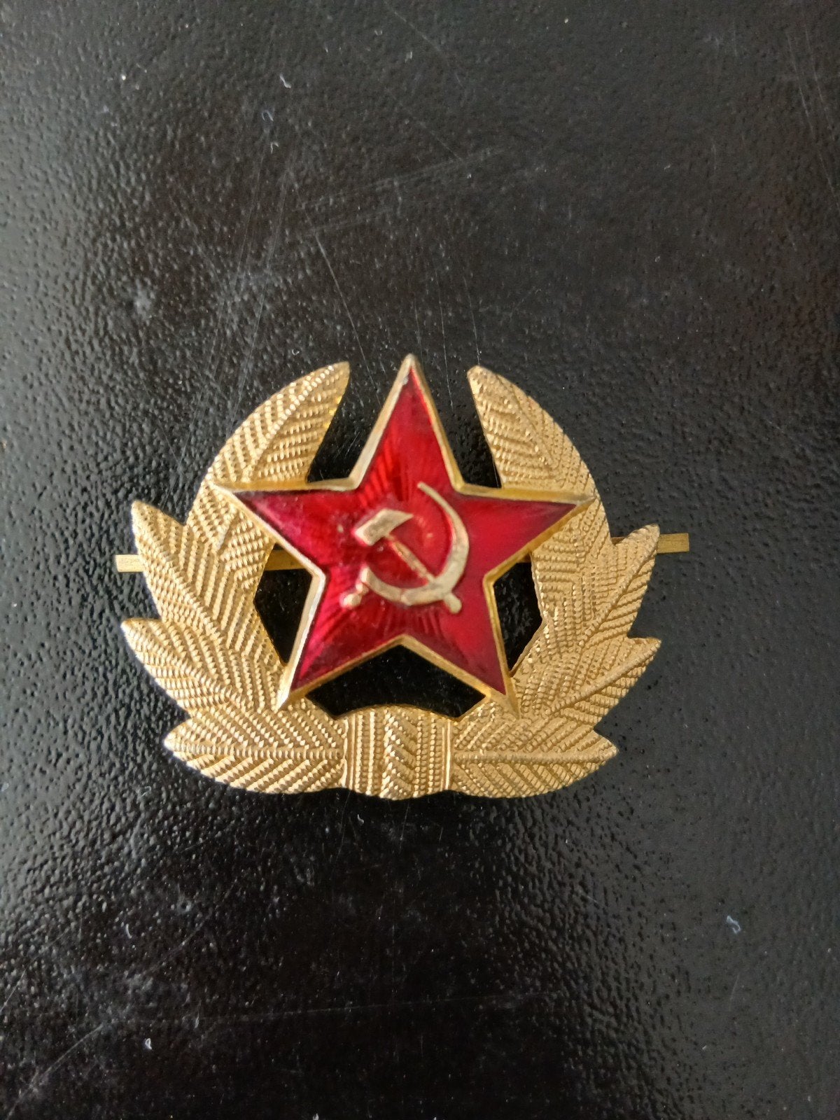 Vintage Sovjet Ushanka/officieren Pet Badge USSR, Ophalen of Verzenden, Overige soorten, Overige gebieden, Embleem of Badge