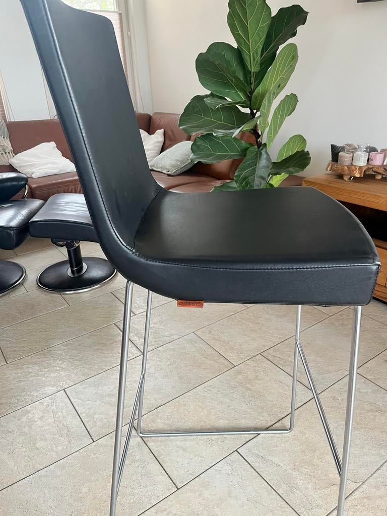 3x Monti's Jim krukken zwart leer/rvs- Zo goed als nieuw, Ophalen, 60 tot 90 cm, Zo goed als nieuw, 3 krukken