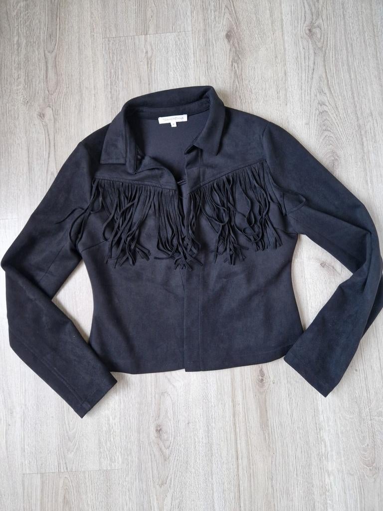 Suede jasje met franjes, Maat 38/40 (M), Tramontana, Zwart, Nieuw