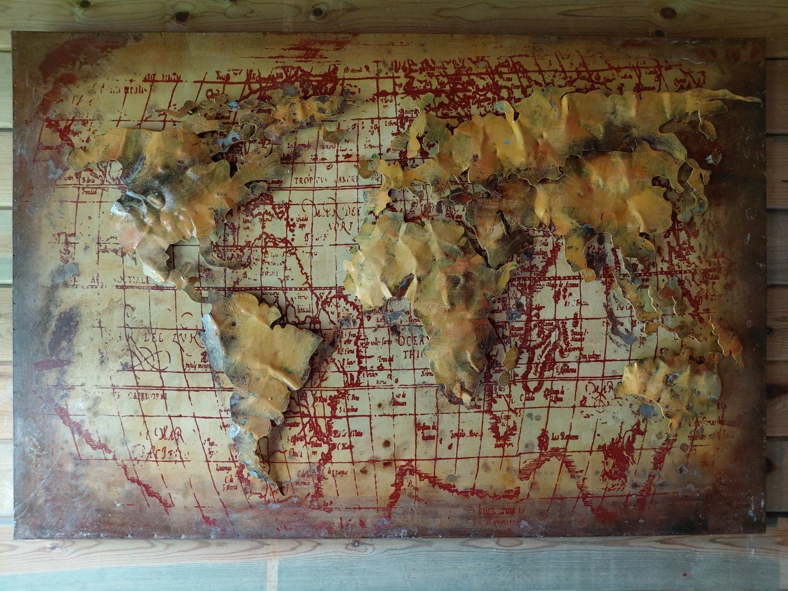 Prachtig 3D Metaal Schilderij Wereldkaart (XL Formaat: 120x8, Ophalen