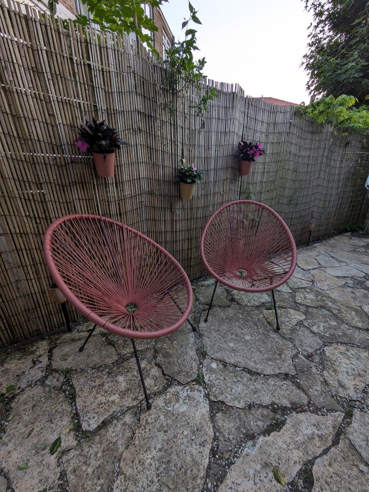 2 leuke terracotta draadstoelen, Ophalen, Zo goed als nieuw, Wicker