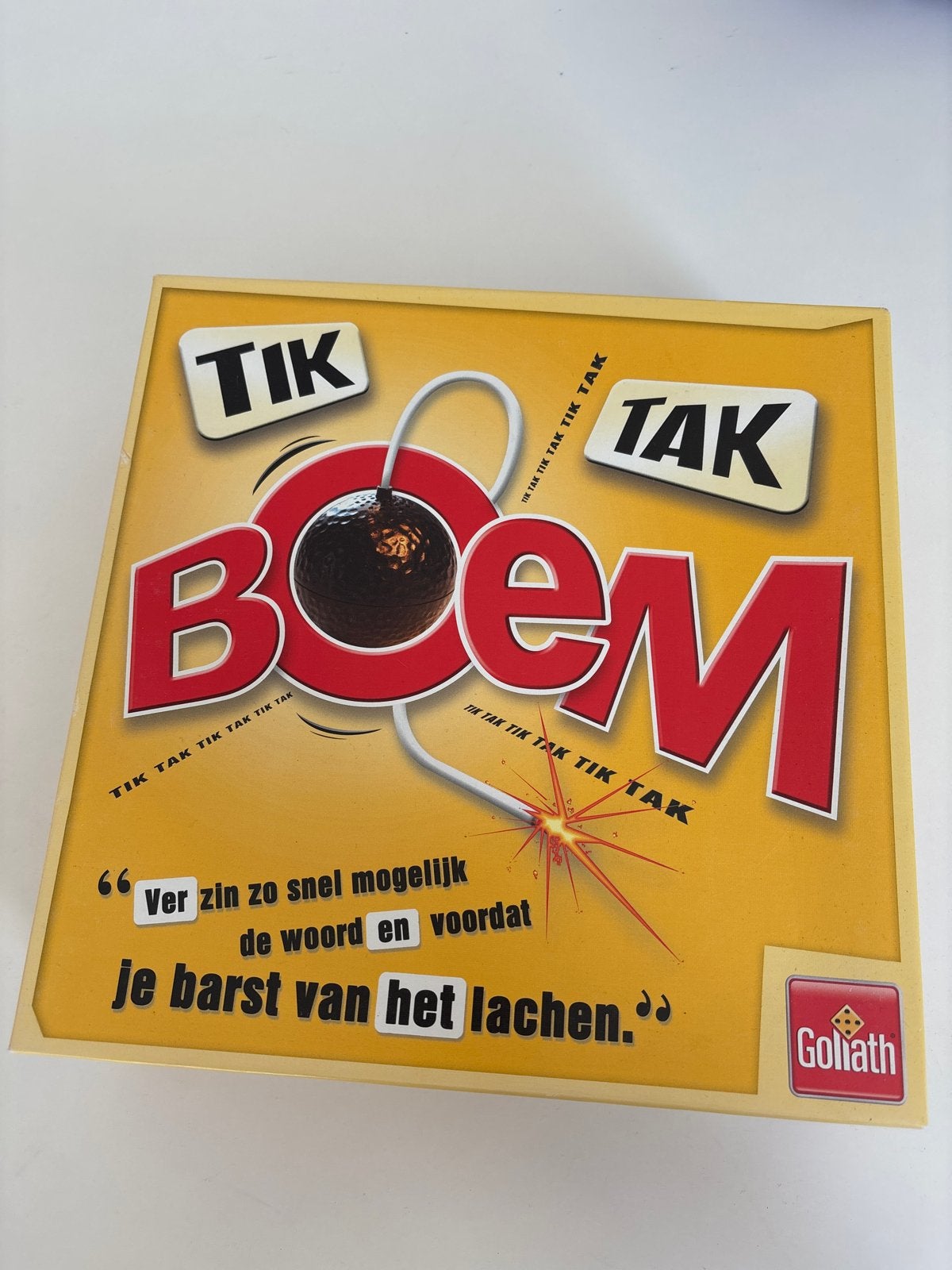 Tik Tak Boem - Het hilarische woordspel van Goliath, Hobby en Vrije tijd, Drie of vier spelers, Ophalen of Verzenden, Zo goed als nieuw