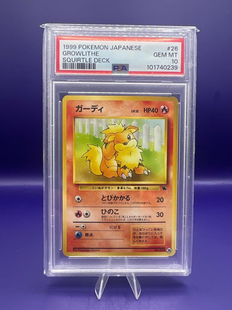 VINTAGE‼️ PSA 10 GEM MT 1999 JP Growlithe #26 Squirtle Deck, Ophalen of Verzenden, Nieuw, Losse kaart