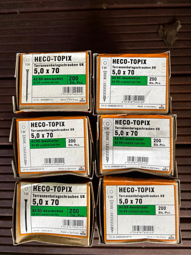 HECO-TOPIX Vlonderschroeven UK 5,0 x 70 - 6 dozen, 50 tot 100 mm, Schroeven, Nieuw, Ophalen of Verzenden