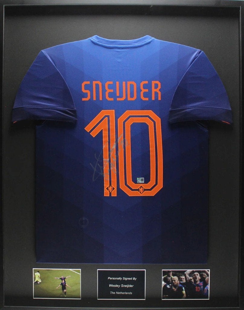 Wesley Sneijder Nederland 14/15 gesigneerd ingelijst shirt, Verzamelen, Sportartikelen en Voetbal, Soccersignings.nl, Shirt, Nieuw
