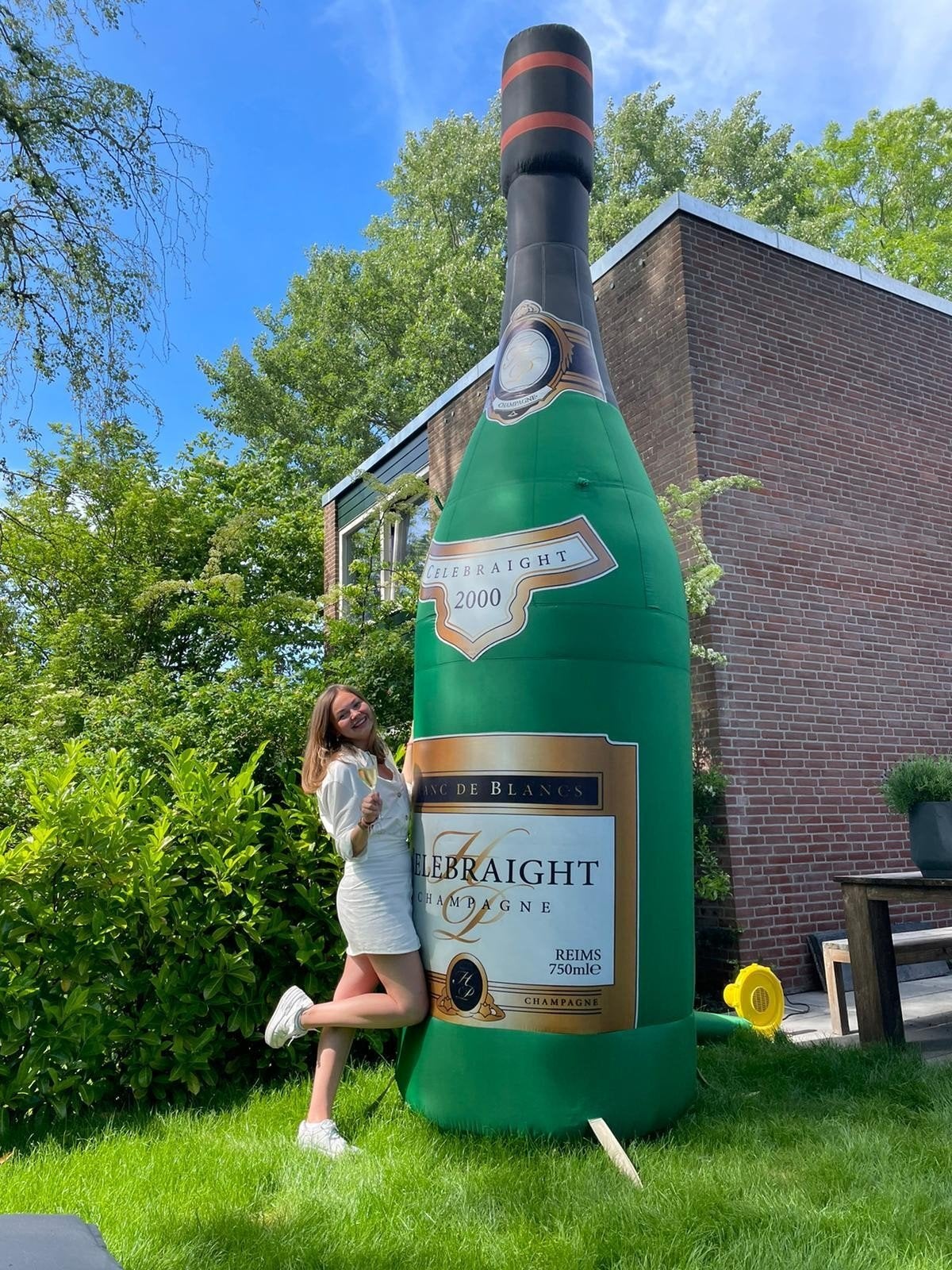 Champagnefles 4,5m - Feestelijke Blikvanger alle leeftijden, Ophalen, Zo goed als nieuw, Overige