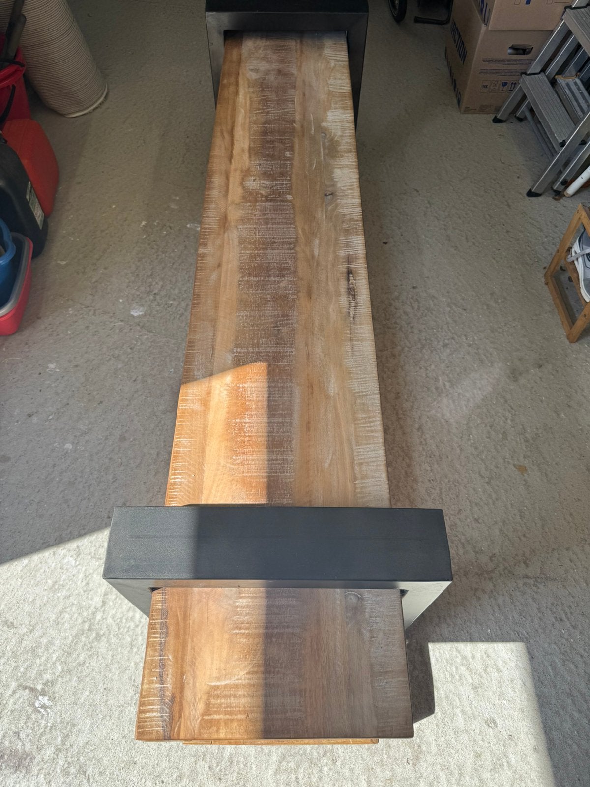 Robuuste Mango houten TV meubel met metalen frame., Gebruikt, 150 tot 200 cm, Minder dan 100 cm, Industrieel