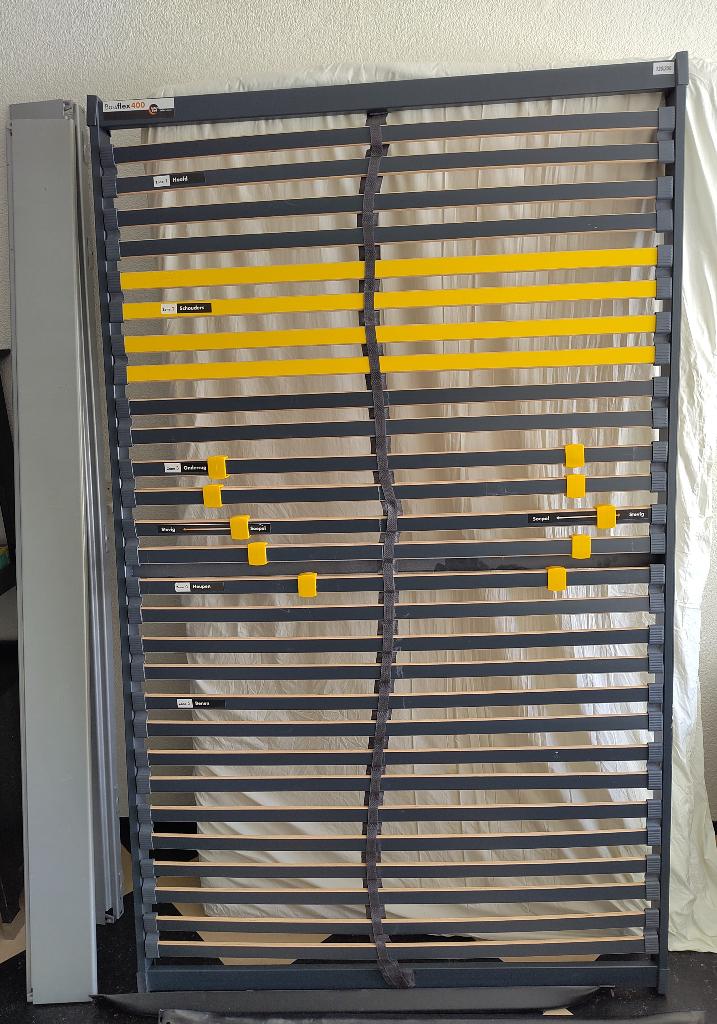 Bossflex 400 lattenbodem 120x200, inclusief stalen bedframe, Ophalen, Gebruikt, Twijfelaar, 120 cm