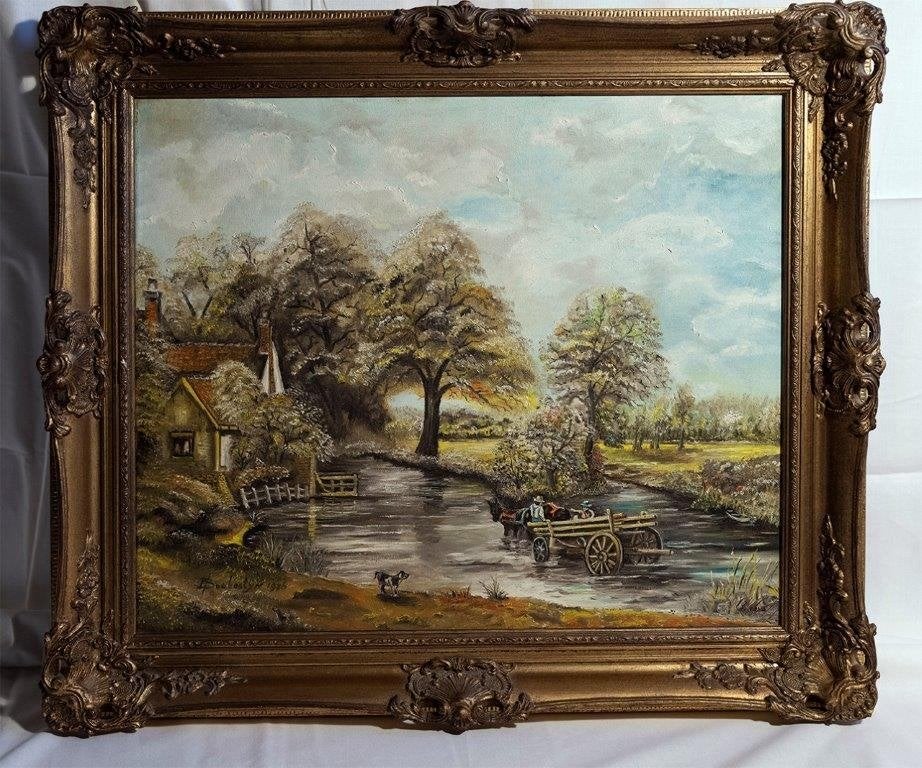 Groot klassiek schilderij, Ophalen, Doek, Bijzondere lijst, Impressionistisch