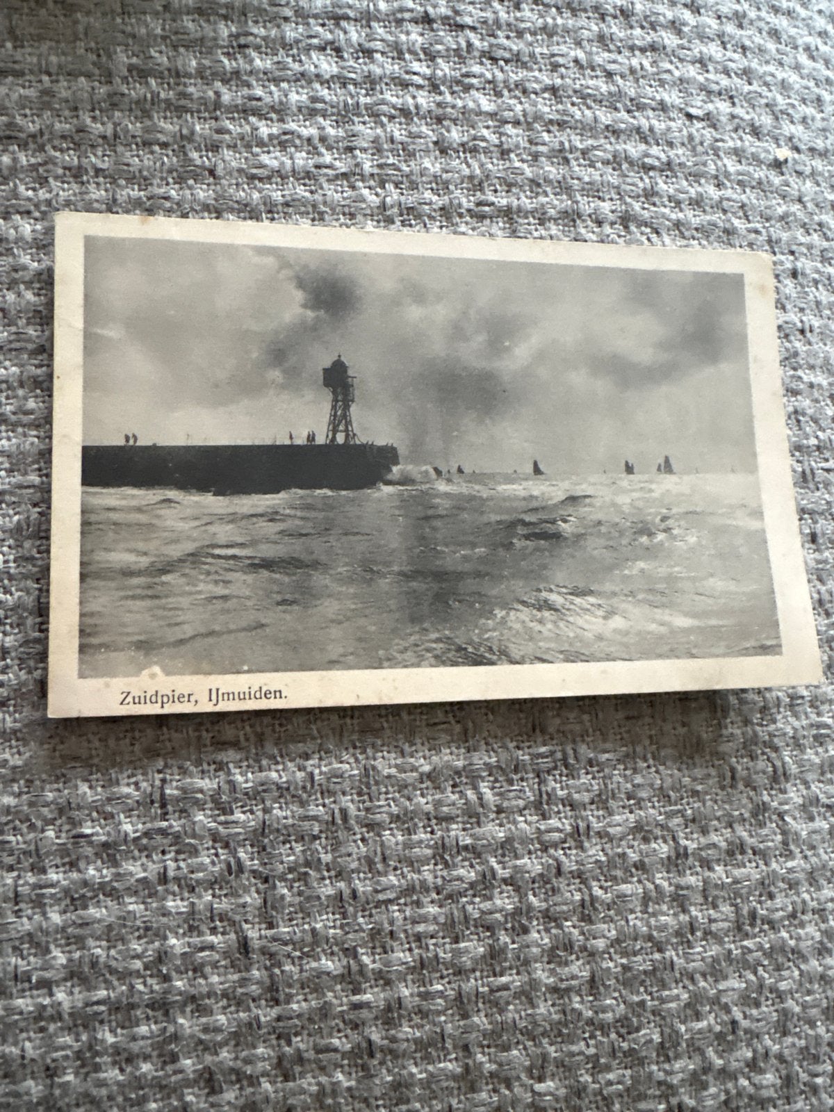 Oude ansichtkaart Zuidpier IJmuiden 1939, Ophalen of Verzenden, 1920 tot 1940, Gelopen, Noord-Holland