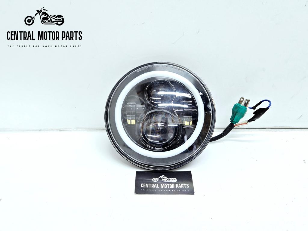Zwarte 7 inch Koplamp met Halo ring, Motoren, Niet ingevuld, Gebruikt, Niet ingevuld, Ophalen of Verzenden