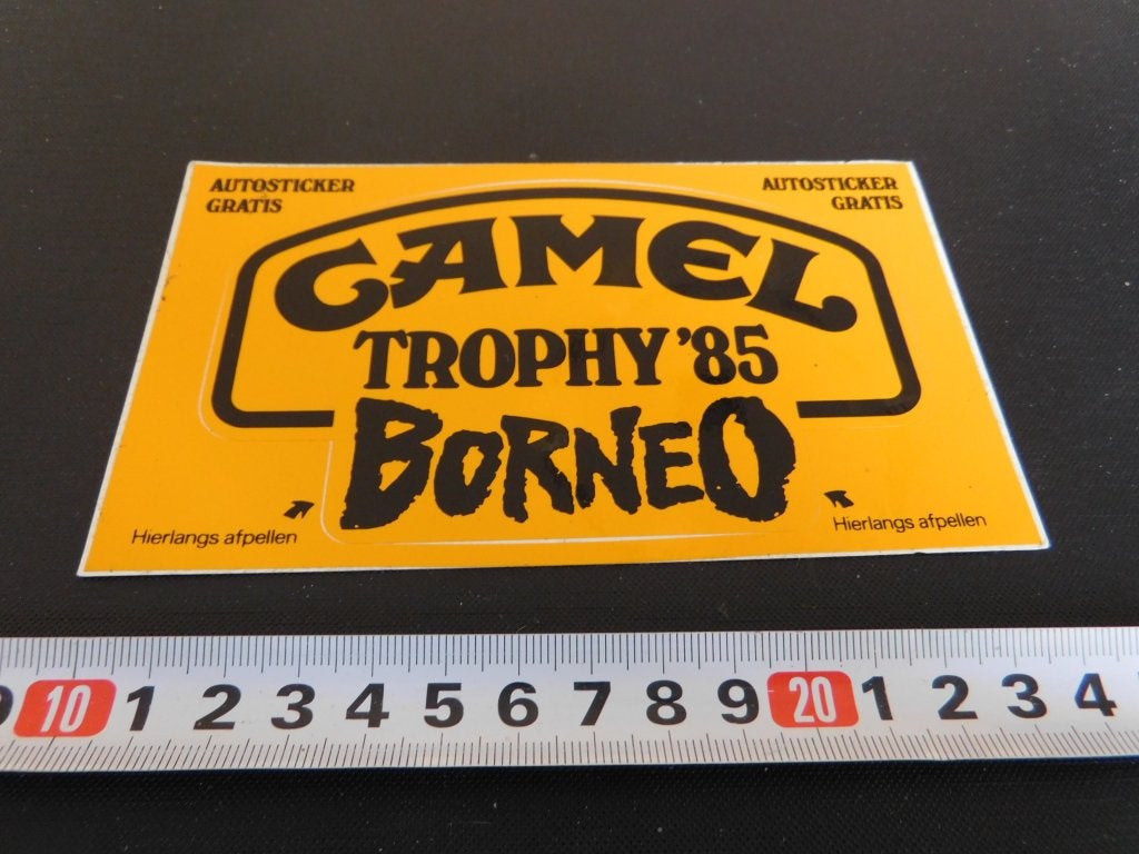 sticker CAMEL TROPHY 1985 borneo, Verzamelen, Stickers, Zo goed als nieuw, Ophalen