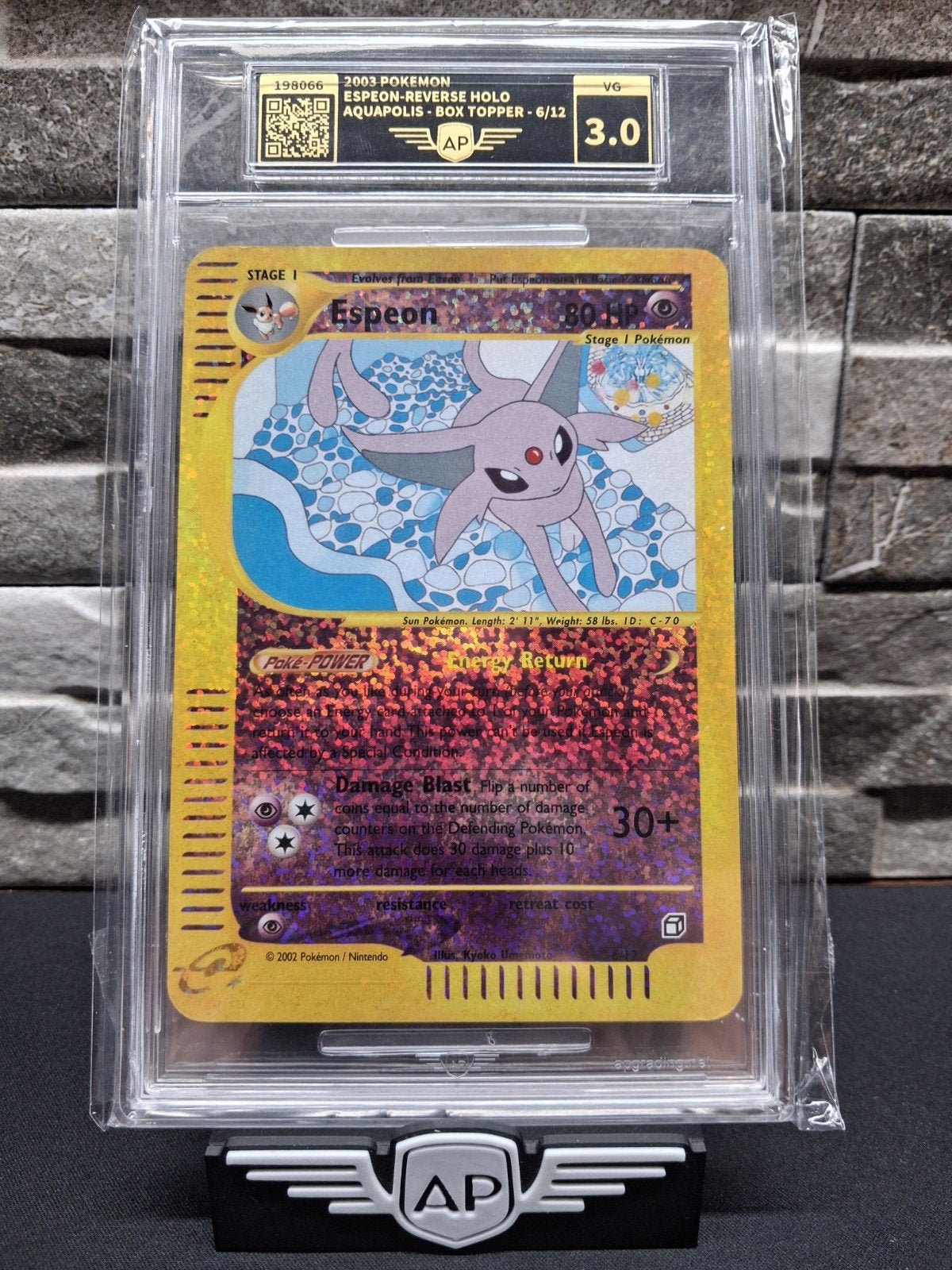2003 Pokémon Espeon Reverse Holo Aquapolis Box Topper 3.0, Ophalen of Verzenden