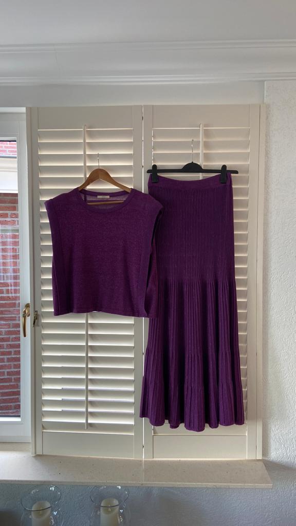 Maxi rok met top, merk:Sessùm., Kleding | Dames, Rokken, Ophalen of Verzenden, Zo goed als nieuw, Paars, Onder de knie