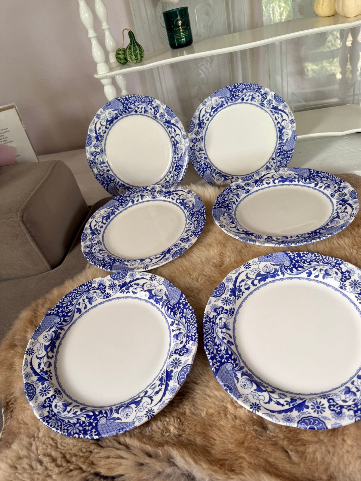 Spode Blue Italian Brocato diner borden 27 cm 6x, Ophalen, Nieuw, Overige materialen, Bord of Schaal