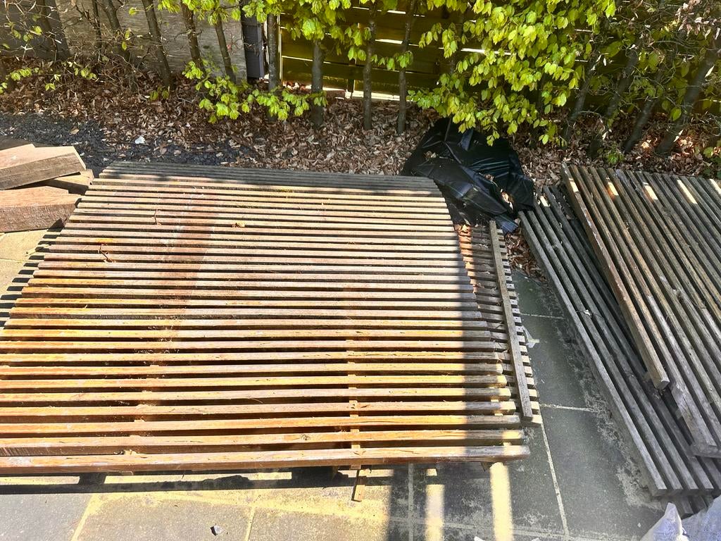 Hardhouten vlonder- en/of schuttingdelen, Tuin en Terras, Ophalen, Gebruikt, Hout