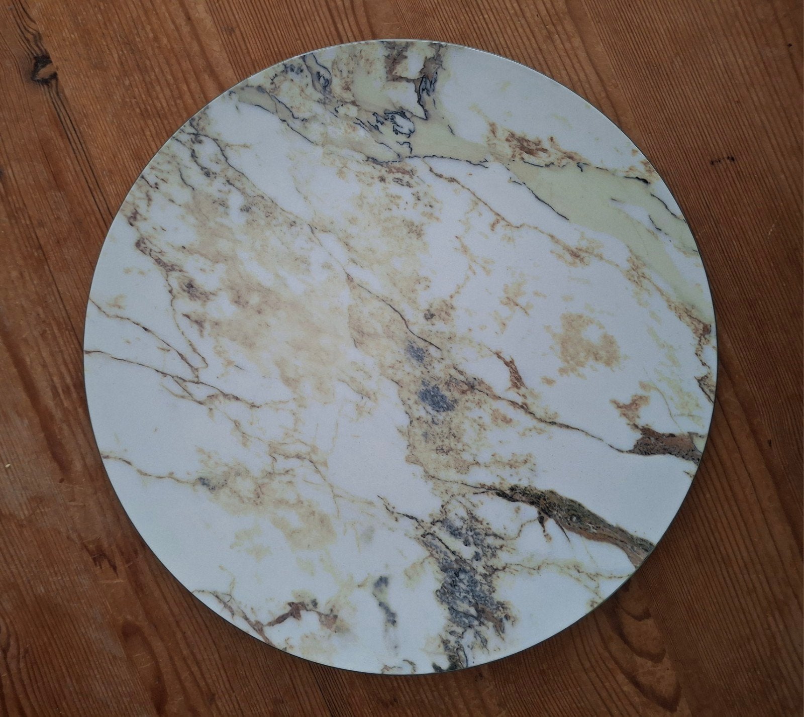 Kunstof Onderbord marmerlook Ø33cm wit, Kunststof, Ophalen of Verzenden, Zo goed als nieuw, Bord(en)