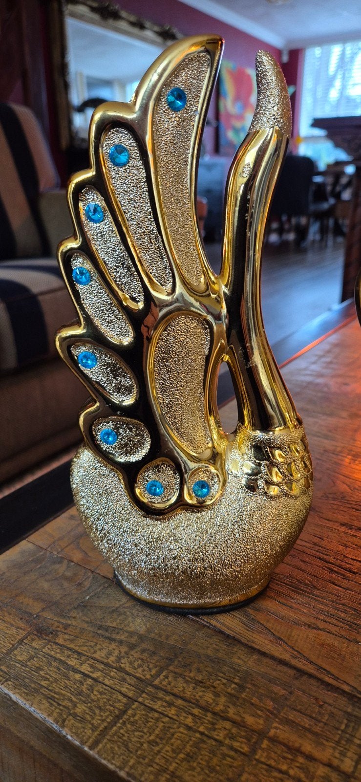 Set van 2 Gouden Keramieken Zwanen Beelden - Elegant Decor, Ophalen of Verzenden, Zo goed als nieuw