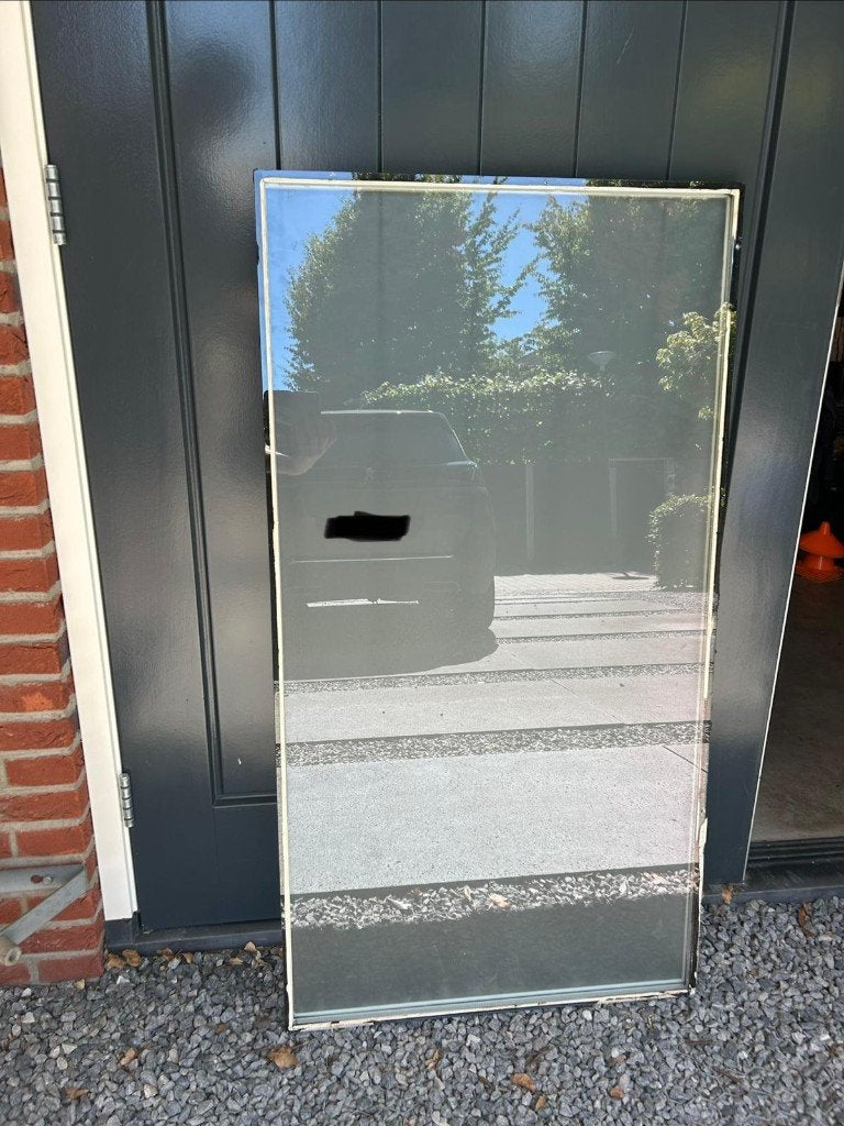 Dubbelglas HR++ melk glas ruit 126x67x2,4 cm, Ophalen, Gevelraam of Ruit, Gebruikt, Minder dan 80 cm