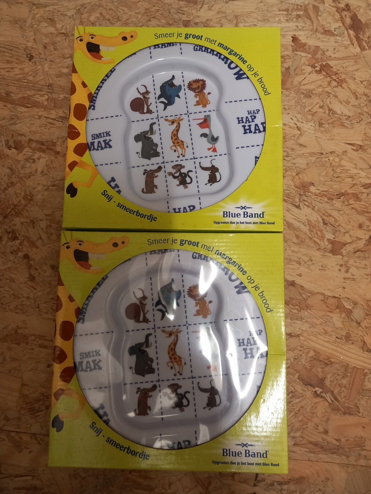 Blue Band Snij- en Smeerbordjes  met Dierenprint set nieuw, Kunststof, Snij-/serveerplank, Nieuw, Ophalen of Verzenden