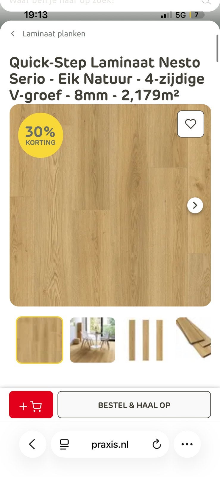 Nesto quick step laminaat - V groef 4-zijdig 8 mm, Ophalen, Zo goed als nieuw, Laminaat
