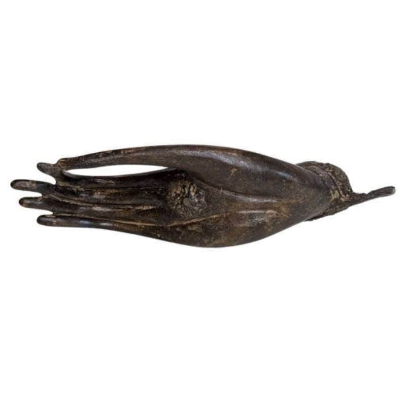 Thaise bronzen Boeddhahand – Vitarka mudra - 074, Gebruikt, 27 cm, Ophalen of Verzenden, Bruin