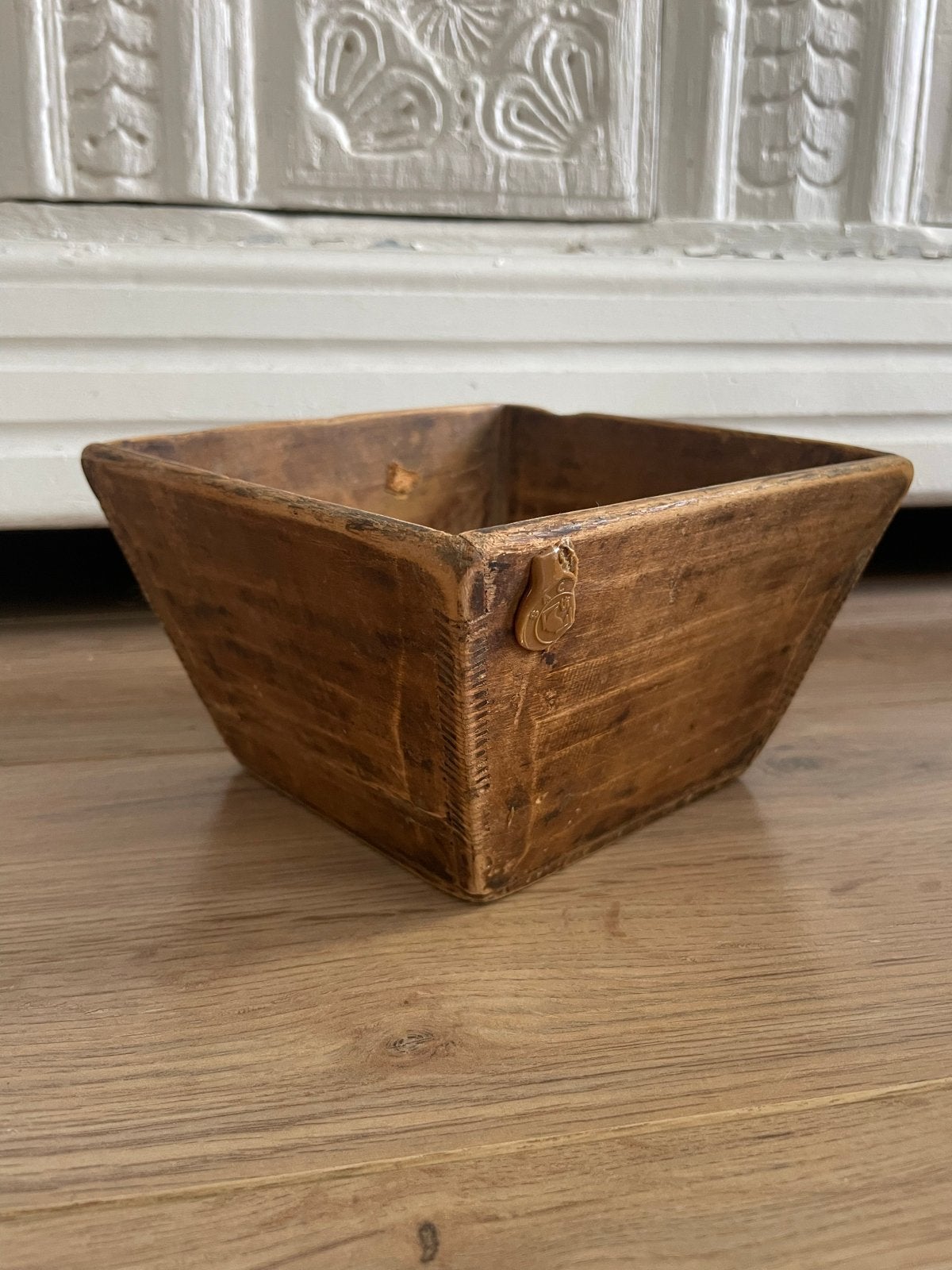 Aura Peeperkorn Houten rijstmeter bakje - 17x17x11 cm, Ophalen, Schaal, Vierkant, Zo goed als nieuw