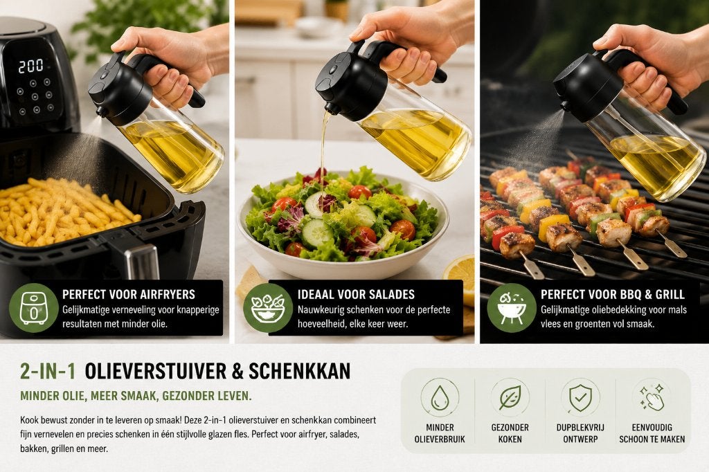 2-in-1 Olieverstuiver & Schenkkan - Gezonder Koken, Nieuw, Ophalen of Verzenden, Zwart, Overige merken
