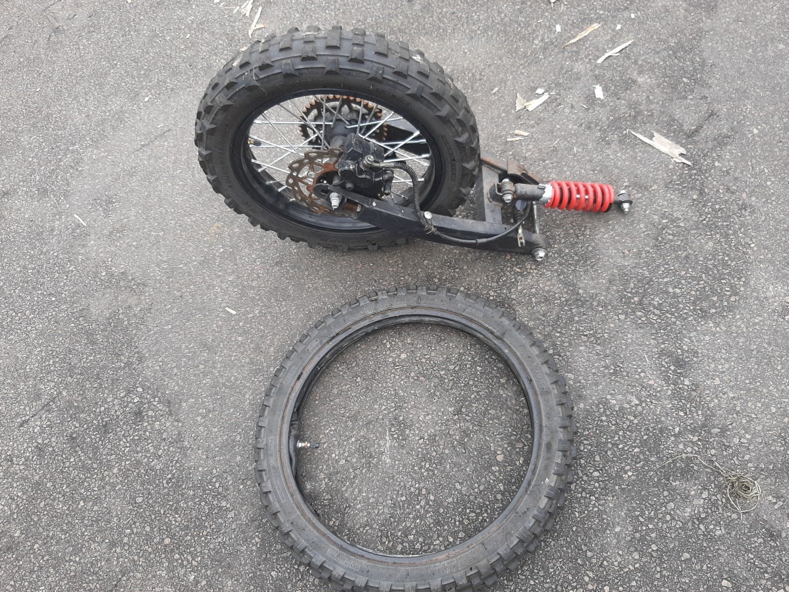 pitbike achterbrug met wiel compleet, Ophalen, Gebruikt, 125 cc, Pitbike