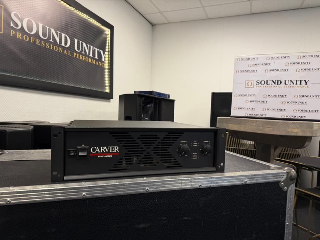 Carver PX1450 2x725W/4ohm, Zo goed als nieuw, 120 watt of meer, Front, Rear of Stereo speakers, Ophalen