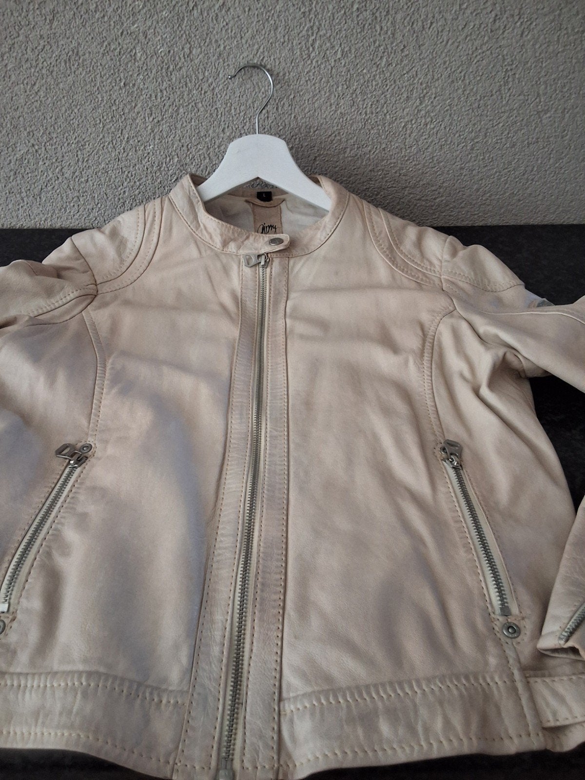 Stoer leren jasje van Gypsy met leuke voering, Kleding | Dames, Jassen | Zomer, Beige, Maat 42/44 (L), Nieuw, Gypsy
