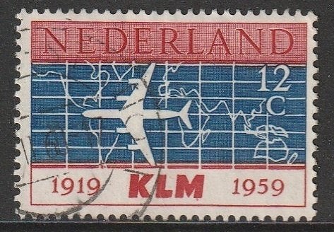 Nederland 1959 729 KLM 12c, Gest, Ophalen of Verzenden, Na 1940, Gestempeld