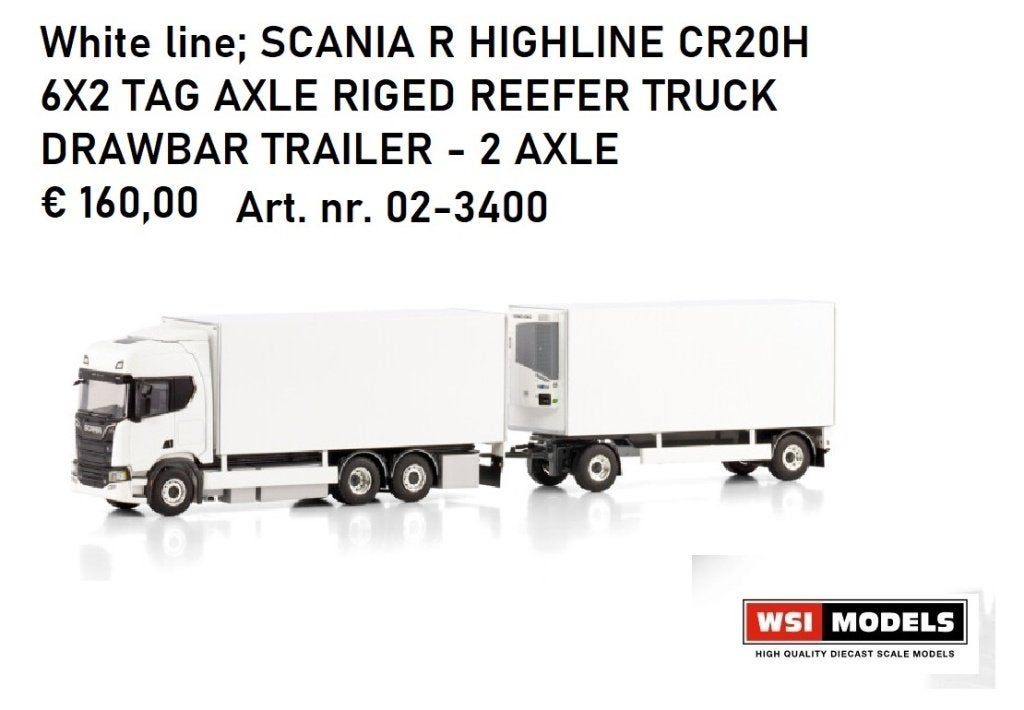 WSI Models scania r Highline combi  whiteline, Ophalen of Verzenden, Nieuw, Bus of Vrachtwagen, Wsi