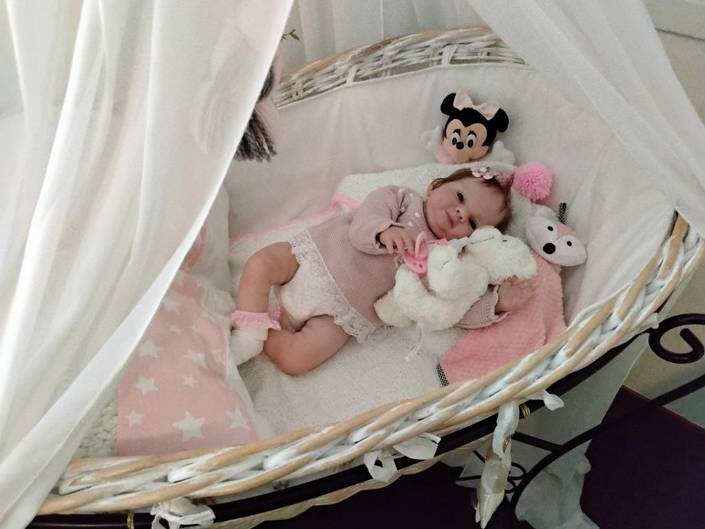 Reborn  Ellie Awake, bij Bonnie Sieben, met Certificaat., Ophalen of Verzenden, Zo goed als nieuw, Babypop, Levensecht of Reborn