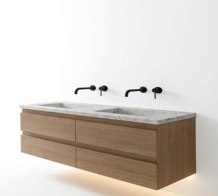 Combi-deal luxe badmeubel met natuursteen Carrara wastafel!, Ophalen, 100 tot 150 cm, Nieuw, Minder dan 100 cm