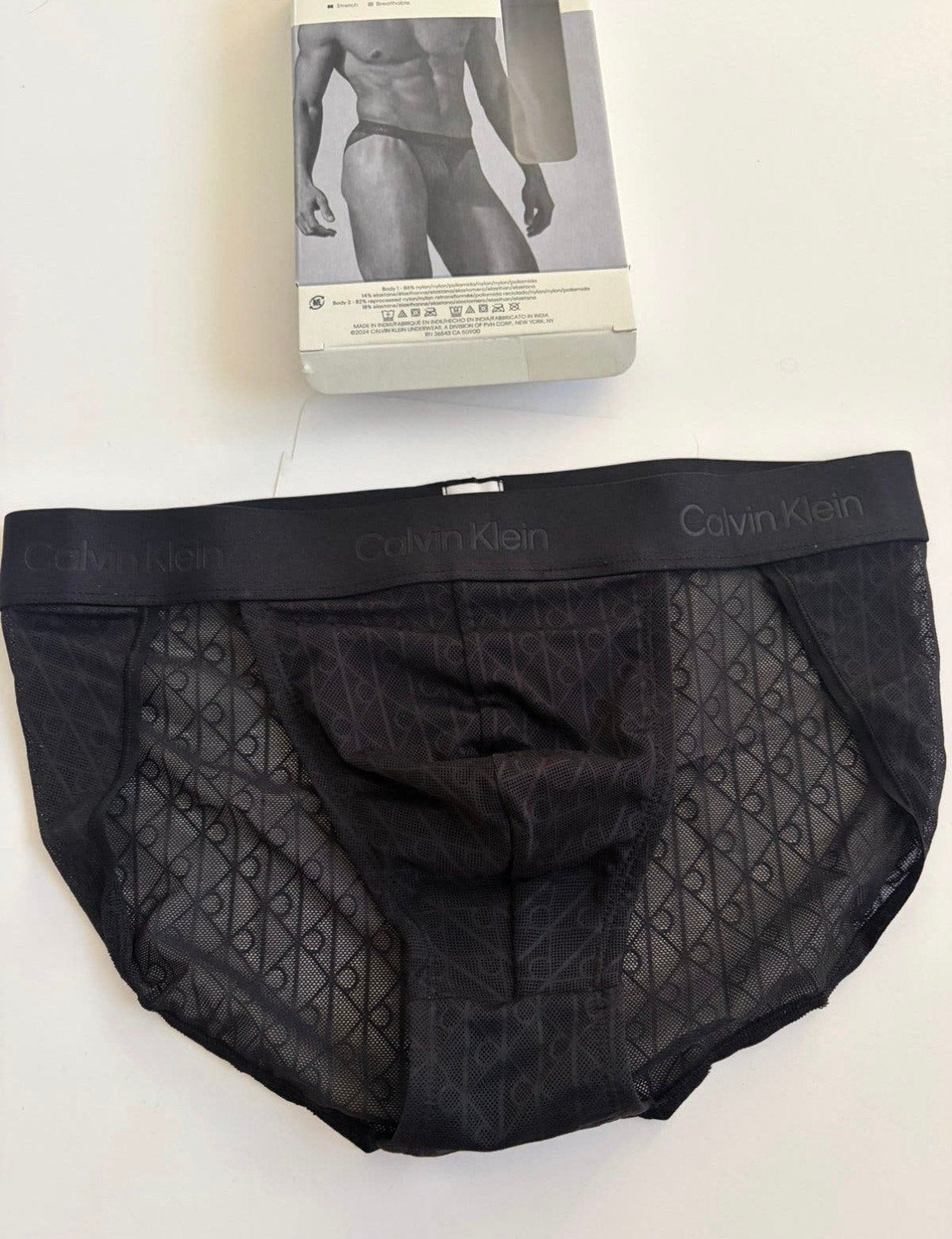 Calvin Klein Microfiber Lace Tanga, Kleding | Heren, Verzenden, Zwart, Slip