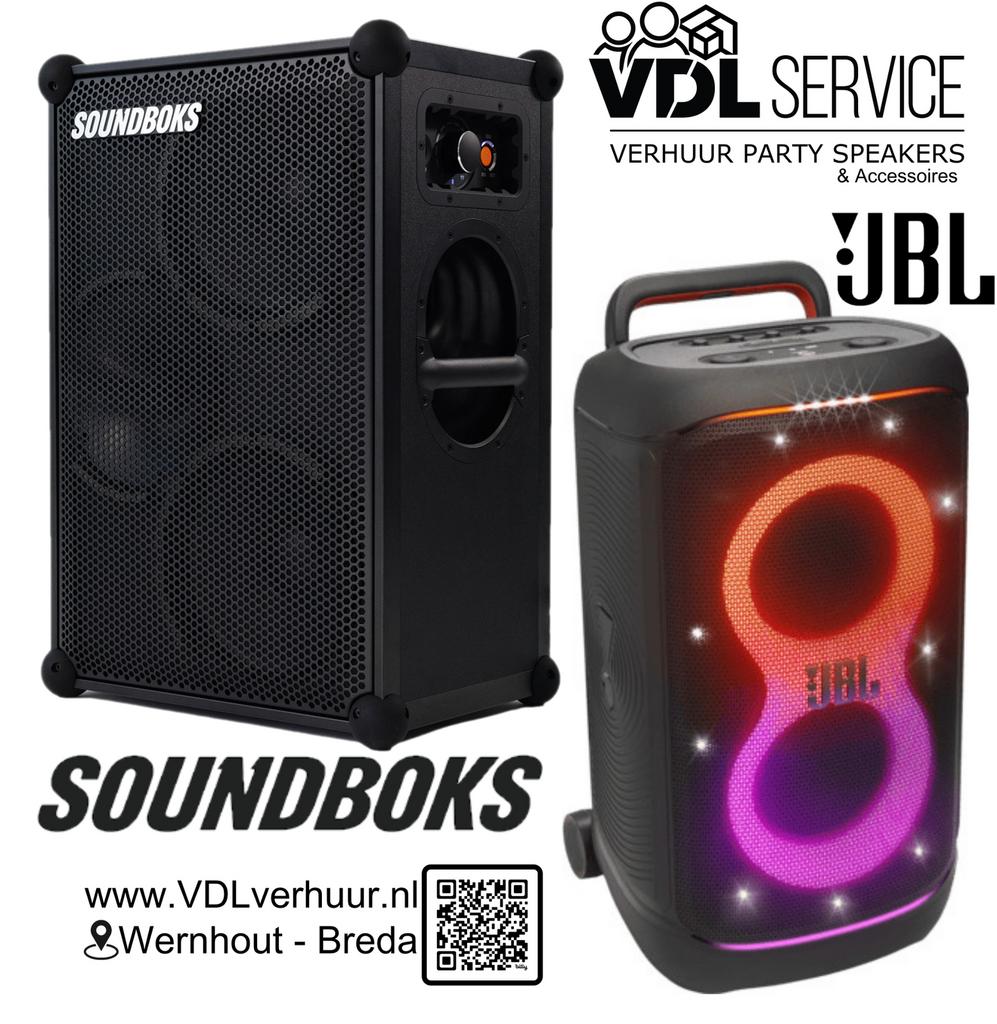 www. VDLverhuur .nl -  JBL PartyBox, SOUNDBOKS en veel meer!, Ophalen, Eu, Zo goed als nieuw, 120 watt of meer
