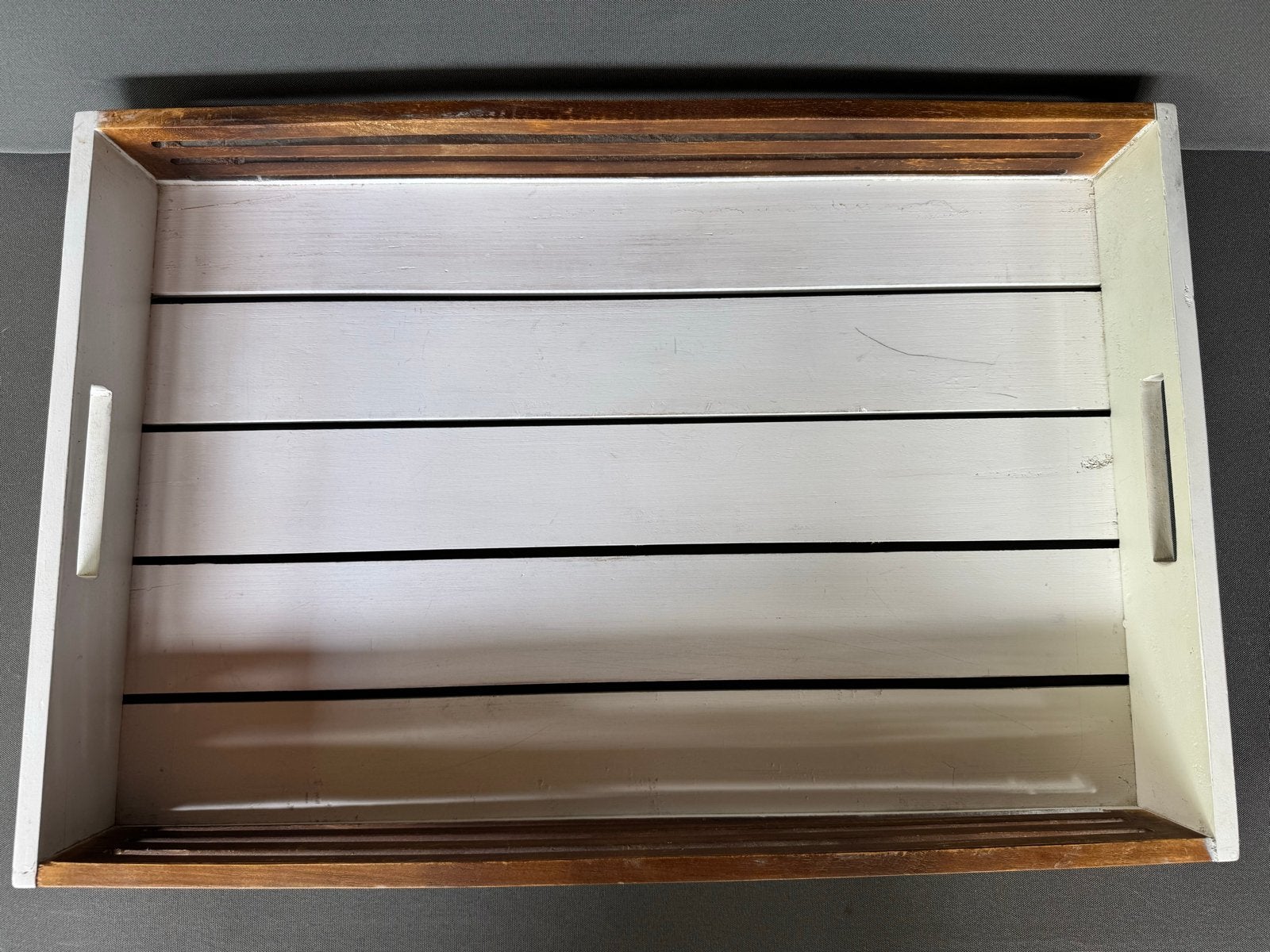 Riviera Maison Santorini Dienblad - Wit/Hout, Ophalen, Gebruikt, Dienblad, Met handvatten