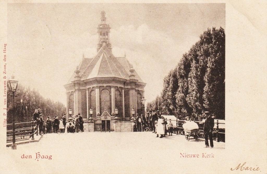 Den Haag - Nieuwe Kerk met volk, Verzenden, Voor 1920, Gelopen, Zuid-Holland