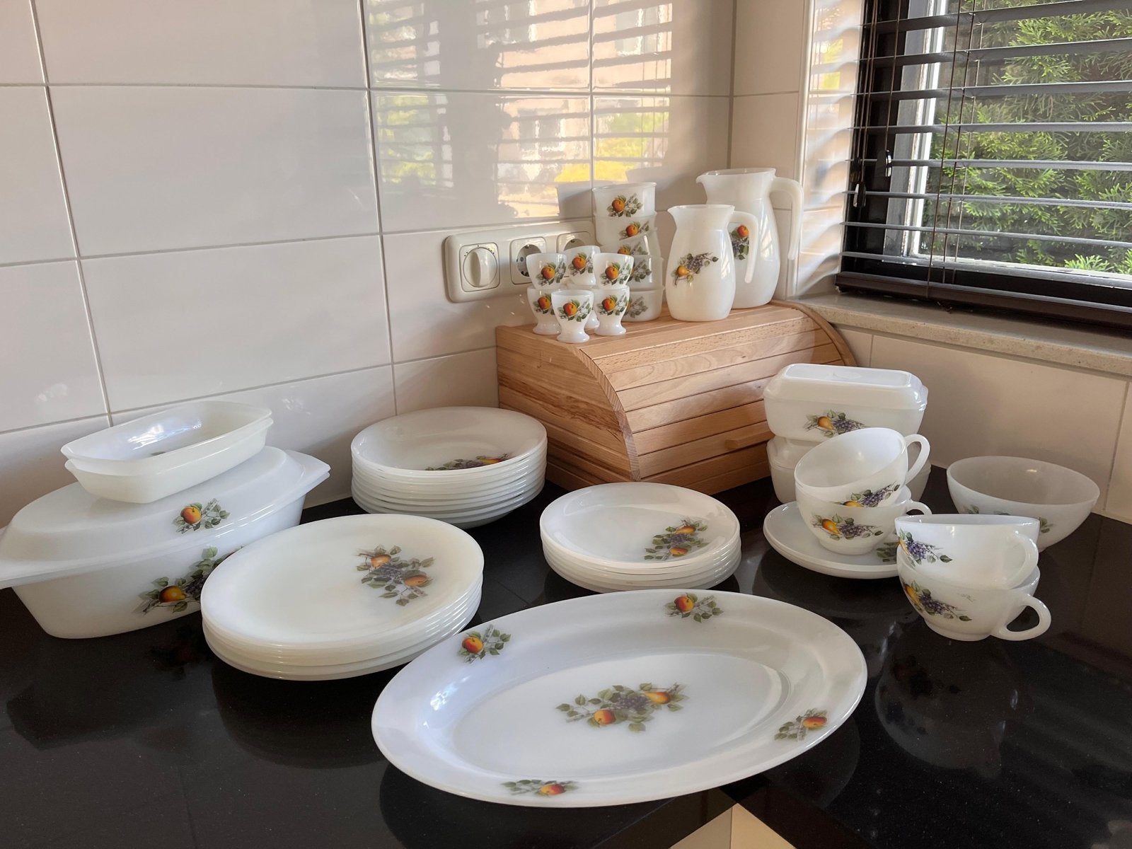 50-delig Arcopal Fruits de France Servies - Vintage, Ophalen, Gebruikt, Glas, Overige stijlen