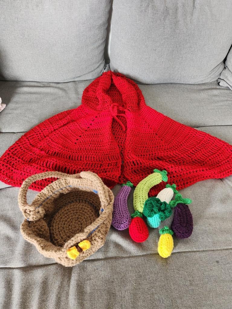 Gehaakte Roodkapje set met mandje en groenten, Kinderen en Baby's, Speelgoed | Educatief en Creatief, Ophalen of Verzenden, Nieuw