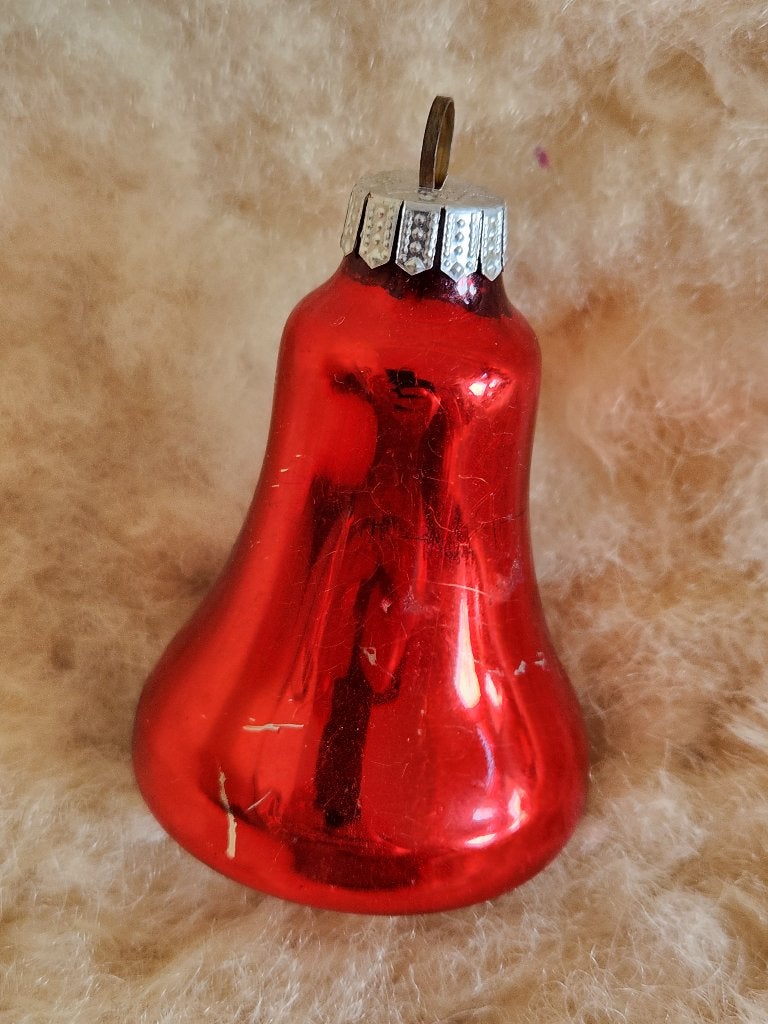 Vintage rode kerstbal kerstklok, Ophalen of Verzenden, Gebruikt