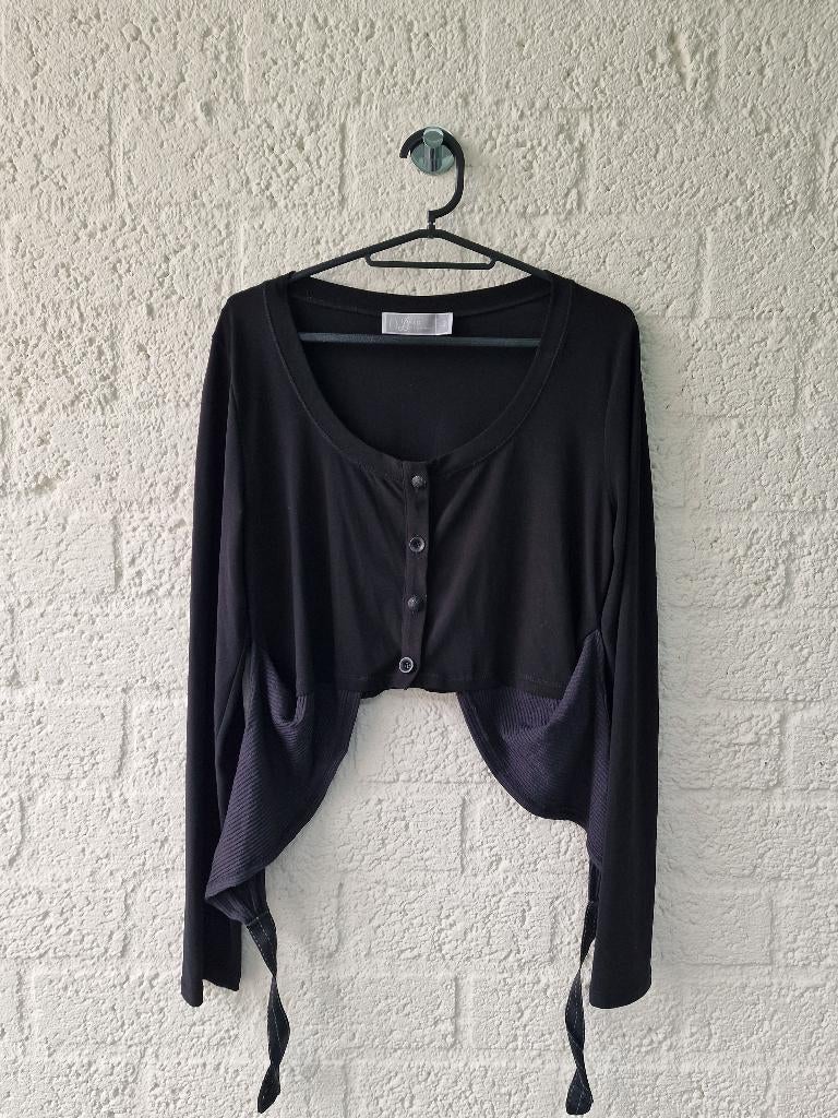 Deca De Vous À Nous cropped top M zwart strik detail, Ophalen of Verzenden, Zo goed als nieuw, Zwart, Zonder mouw
