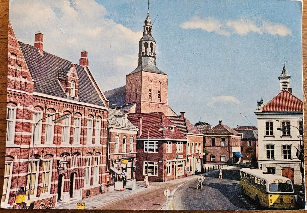 Ansichtkaart Groenlo Markt, Postkantoor en Grolsch Café, Verzamelen, Ophalen of Verzenden