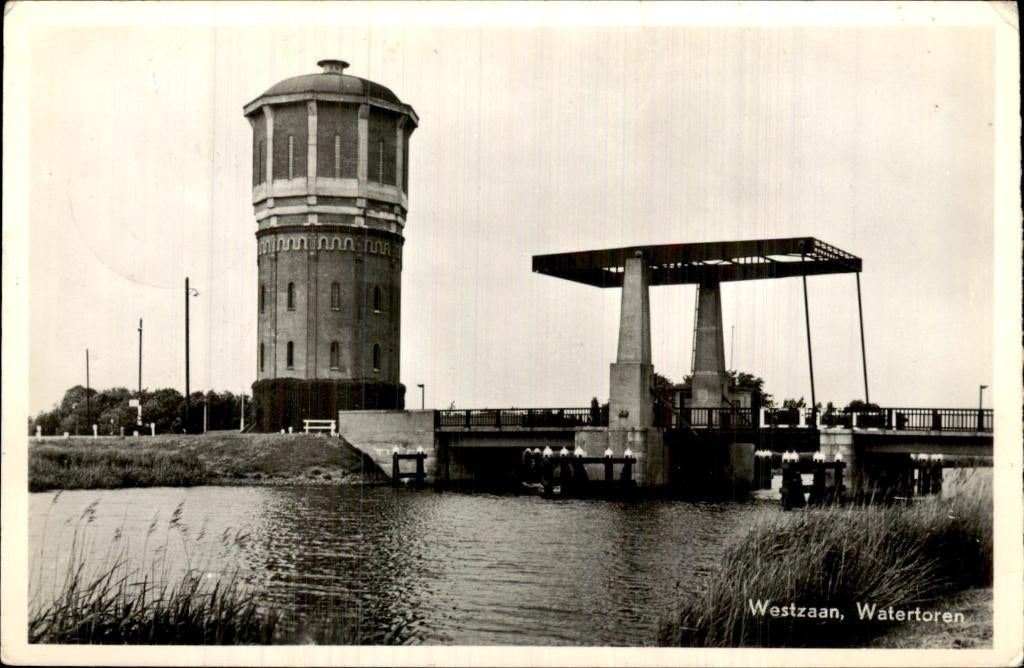 Westzaan - Watertoren - Brug, Ophalen of Verzenden, 1940 tot 1960, Gelopen, Noord-Holland