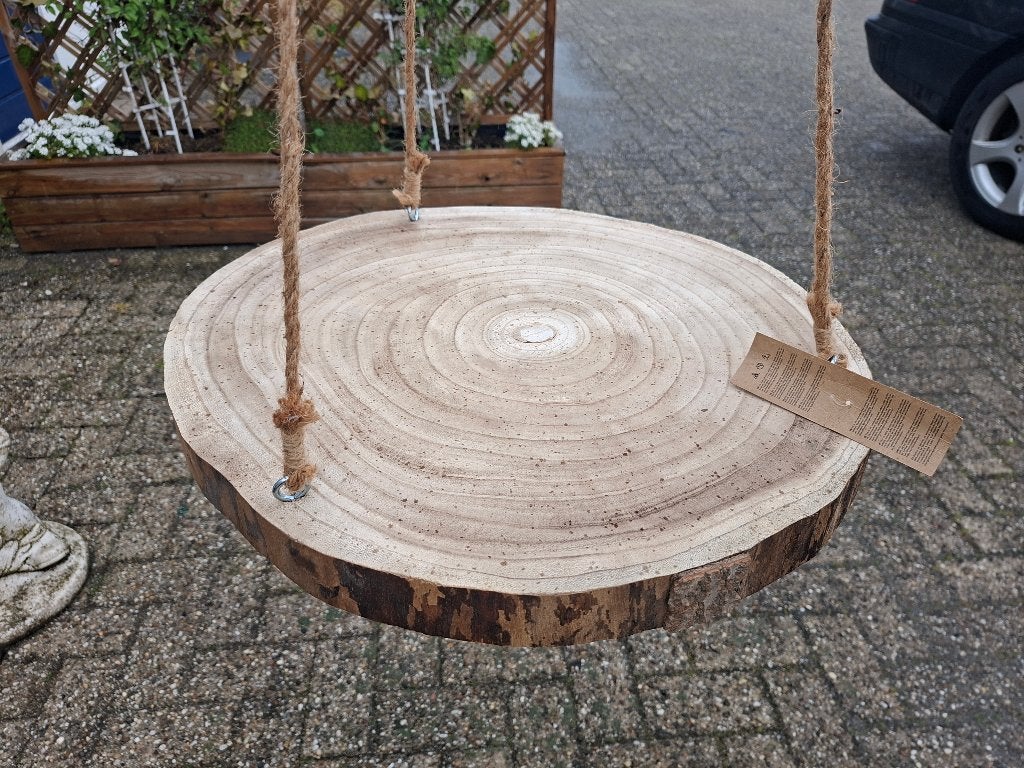 Houten plateau / schijf 52 cm doorsnee met touw, Schaal, Rond, Nieuw, Ophalen of Verzenden
