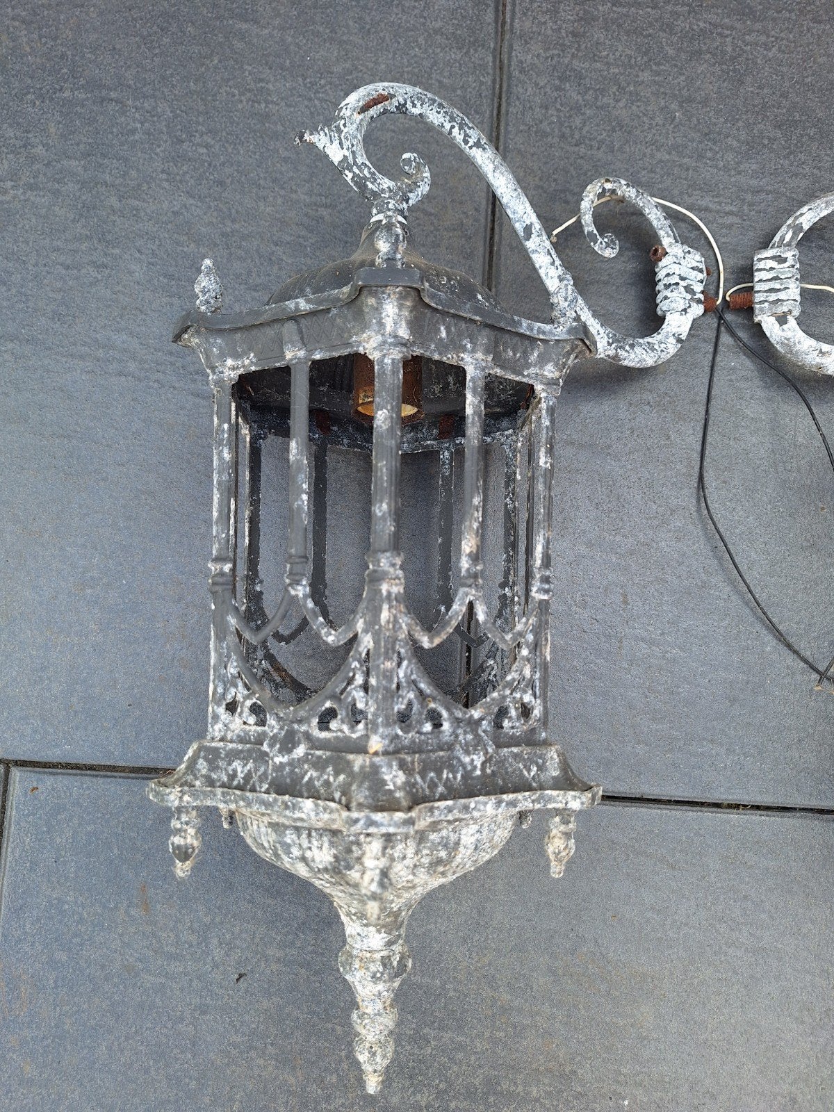 2 brocante oude lantaarns, Tuin en Terras, Ophalen, Gebruikt