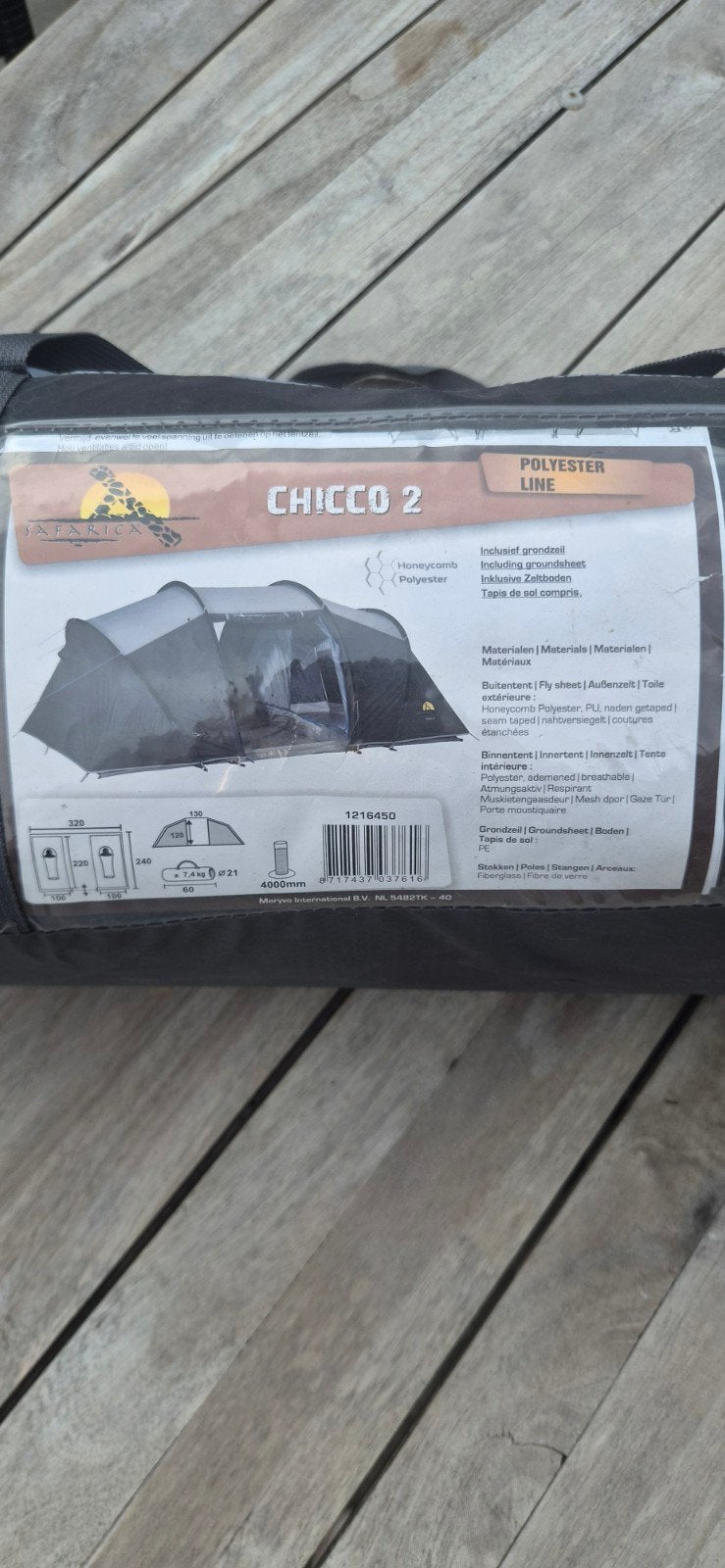 Safarica Chicco 2 Vis-à-vis Tent - 2 Personen Polyester, Caravans en Kamperen, Tenten, Ophalen of Verzenden, Zo goed als nieuw