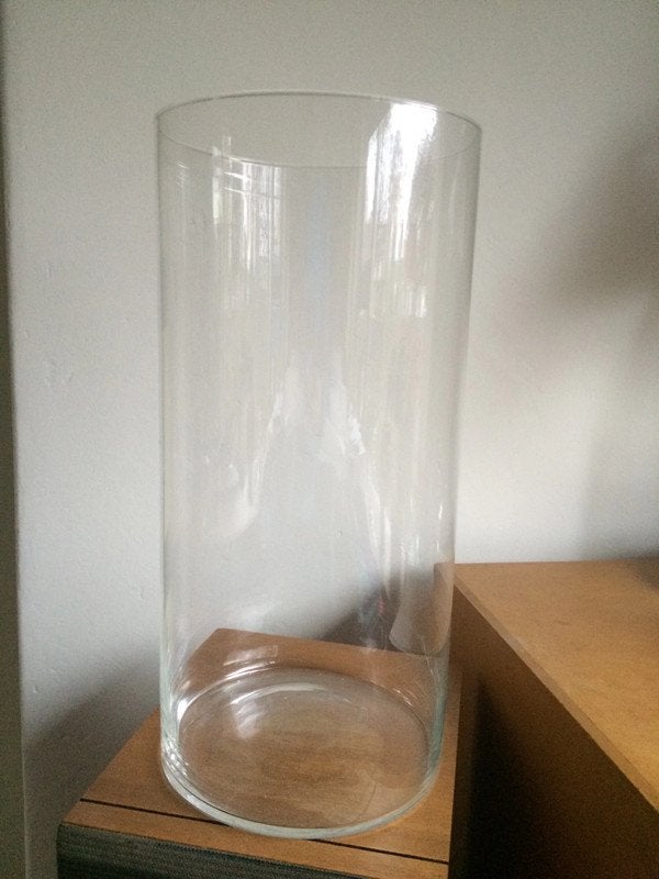 hoge vaas, Huis en Inrichting, Ophalen, Transparant, 40 cm, Geschikt voor droogbloemen